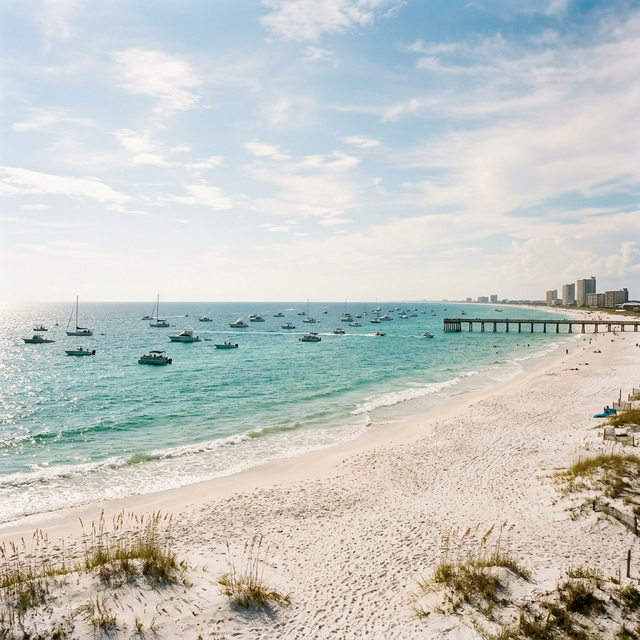 Scenic boating waterway in Alabama — recreational boats on the water