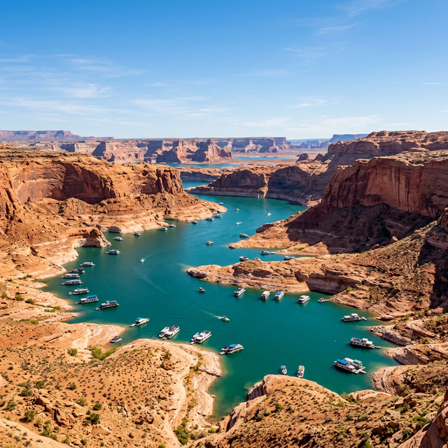 Scenic boating waterway in Arizona — recreational boats on the water