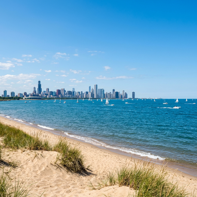 Scenic boating waterway in Illinois — recreational boats on the water