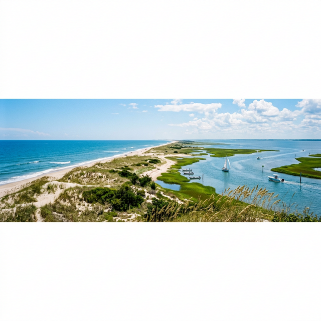 Scenic boating waterway in North Carolina — recreational boats on the water